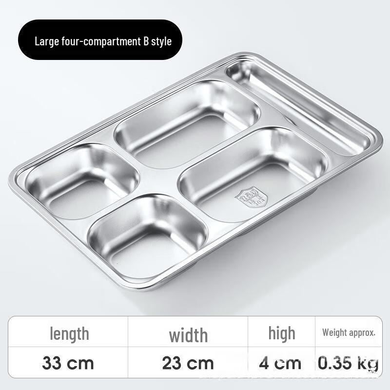 Großes chinesisches 4-Fächer-Edelstahl-Essensschale