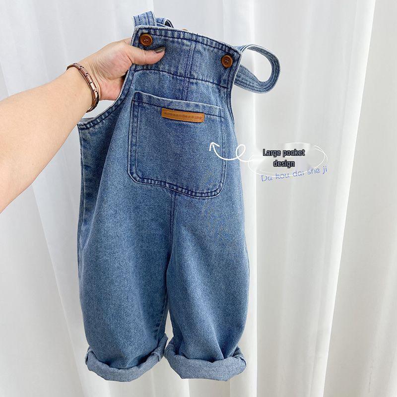 

Children s Spring and Autumn Jeans - Boys Overalls & Girls Trendy Long Pants 120 cm