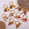 Cartoon Creative Christmas Series DIY Christmas Tree Pendant Earrings Stainless Steel Gold Plated Fashion Earrings