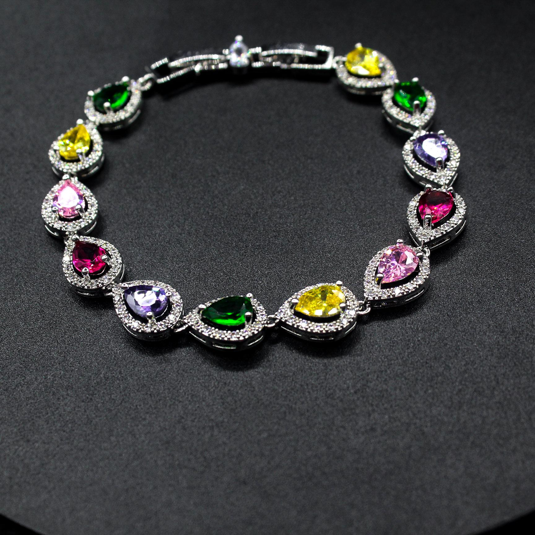 

Ladies Water Drop Colored Gemstones New Year s Bracelet Fashion Jewelry Bridal Fashion Bracelet Accessories разноцветный