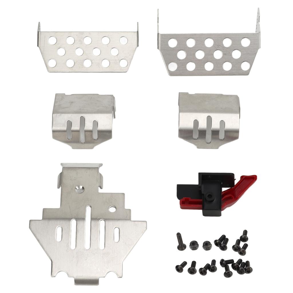 6pcs RC Car Chassis Armor ESC Reset Switch Stainless Steel RC Armor Chassis Guard Plate for Traxxas 1/10 RC Car