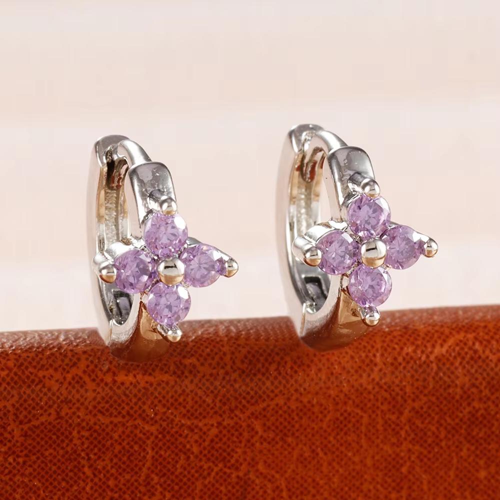 Fashion 6/8/10mm Stainless Steel Zircon Flower Hoop Earring Small Gold Color Circle Hoops Huggie Piercing Earring Trendy Jewelry