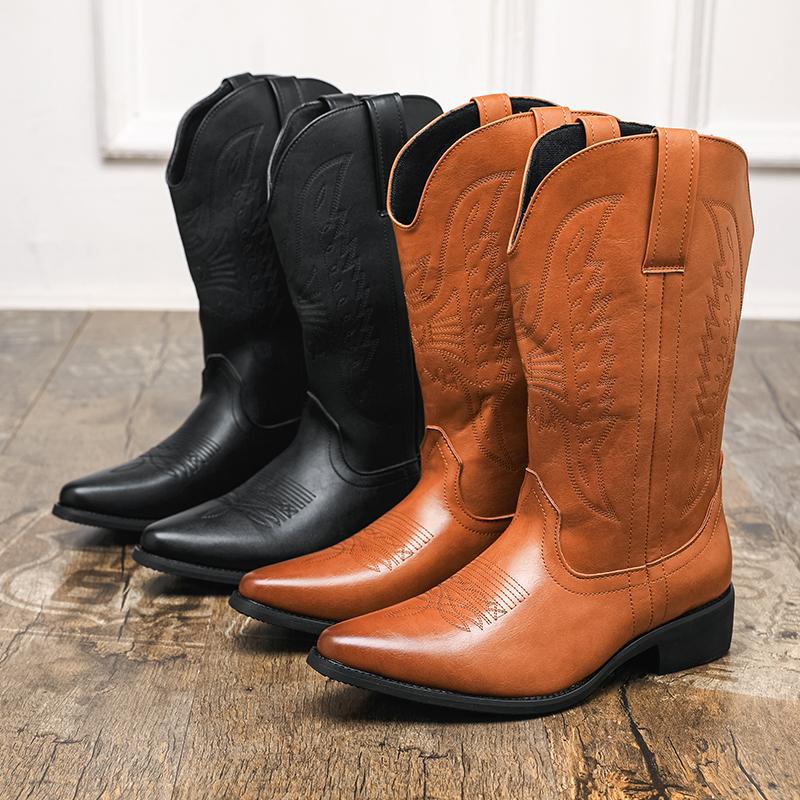 Large size 46 Chelsea men's shoes British trend casual fashion high top leather shoes tooling short boots Martin boots