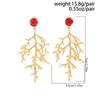 SHIXIN Retro Coral Pendant Earrings for Women Creative Geometric Tree Drop Earrings Fashion Jewelry Gifts Ear Accessories
