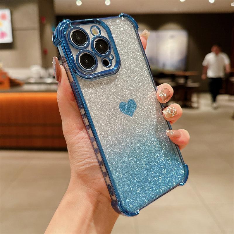 

Роскошный чехол для мобильного телефона из ТПУ с гальваническим градиентом, флэш-порошок, бумага для iPhone 15 Pro Max 14 Plus 13 12 Pro 11, чехол для защиты от падений iPhone 13 Pro Max синий