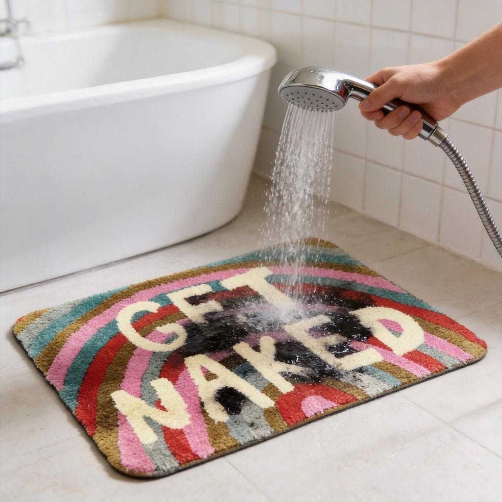 Modern Minimalist Polyester Letter Foot Mat With Absorbent Non Slip Surface For Bathroom Doorway