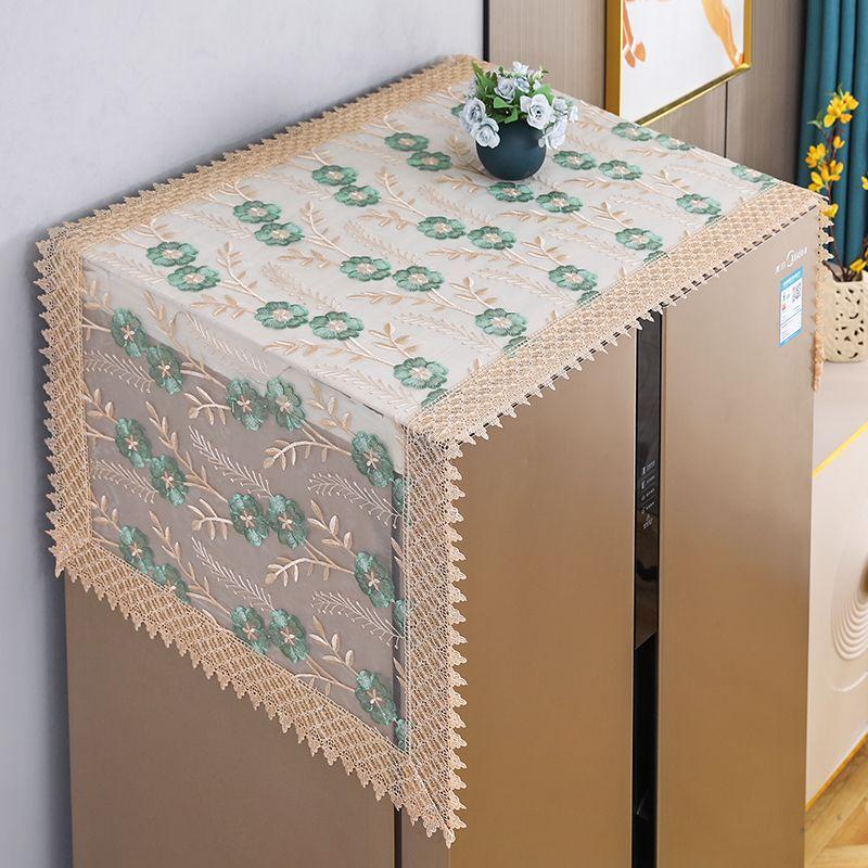 Lace Embroidery Refrigerator Towel with Single and Double Doors Dust-proof Protection Washing Machine Microwave Oven Cover Cloth and Towel
