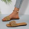 [Foreign Trade] 2025 Summer Versatile Sandals Flat-bottomed French Premium Rhinestone One-Word Slippers