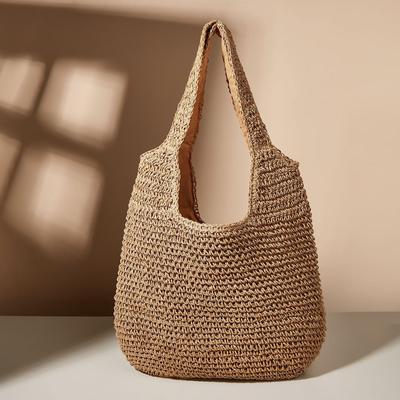 Borsa a tracolla estiva in paglia di grande capacità Borse da spiaggia in rattan Manico in tessuto Borse per la spesa casual