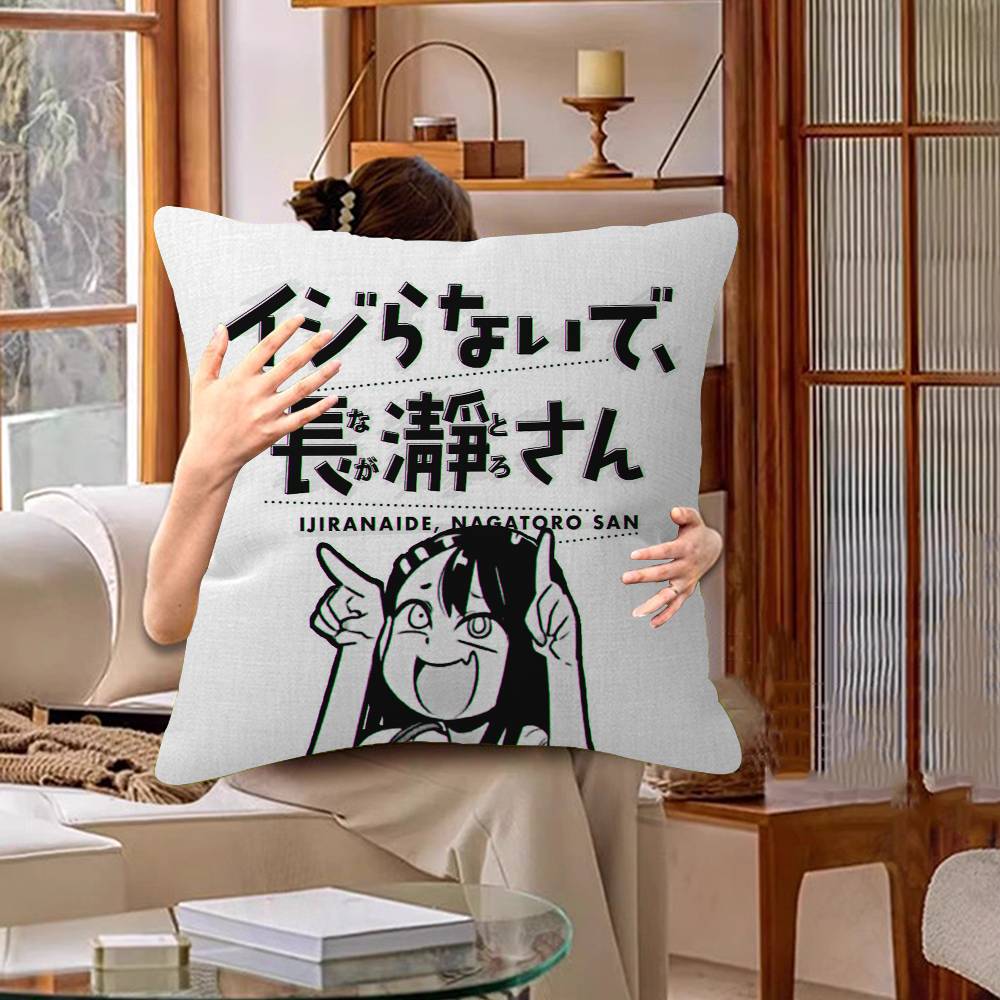 Anime Dont Toy With Me Miss Nagatoro Cushion Cover Inches Farmhouse Decor Home Throw Pillow Covers For Couch Decorations