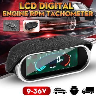Tacómetro LCD Universal para Coche, Medidor de Coche 50-9999 RPM, Hora Digital para Gasolina, Diésel, Motocicleta, Tacómetro para Barco