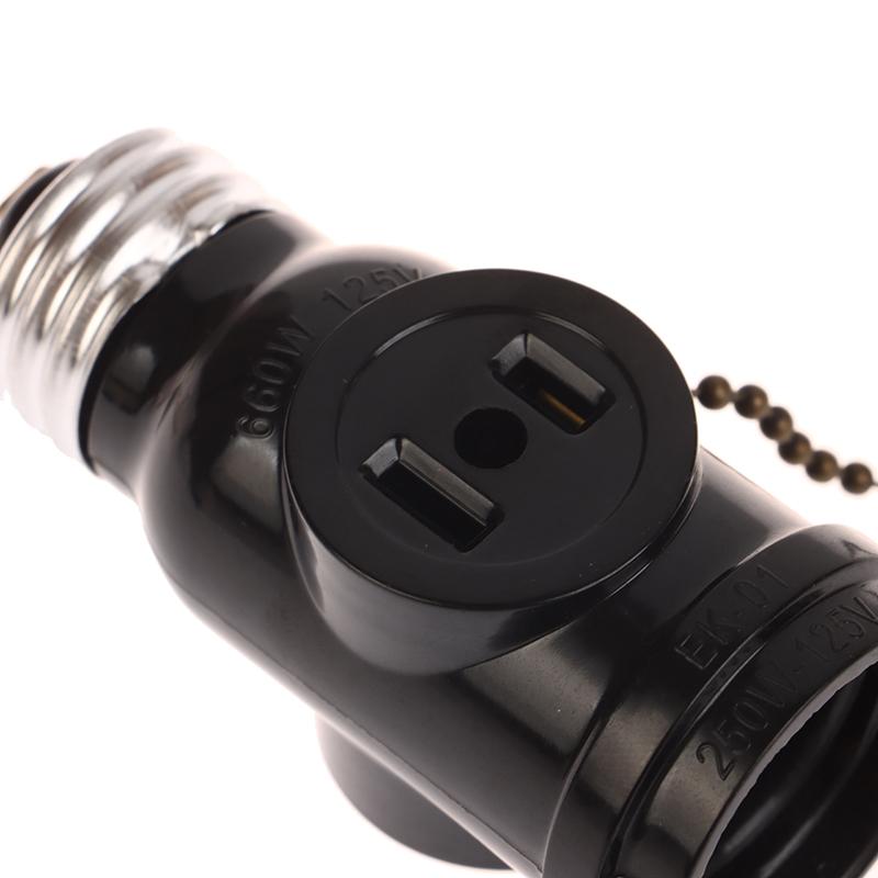 White Black Bakelite L5-15R Us To E26 Light Bulb Socket With 15Cm Pull Chain Switch America Lamp Holder Conversion Base