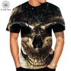 Sommer Rundhals 3D Flammen Totenkopf Print Top Modische Lässige Kurzarm Herren T-Shirts