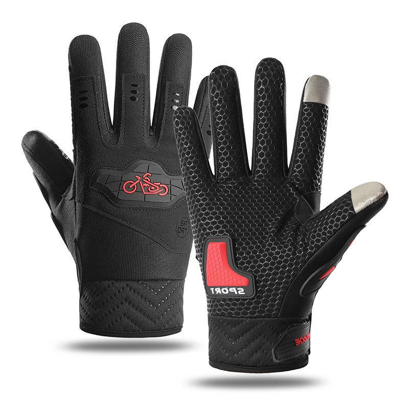 Riding Gloves Non Slip Driving  Outdoor Cycling Touch Screen Electric Bike Windproof and Cold Mountain Climbing Men's Fingers Spring and Autumn