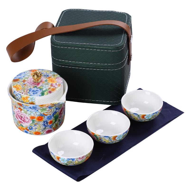 High-grade enamel color master cup tea cup travel tea set tea cup drinking tea household ceramic kung fu tea set guest cup