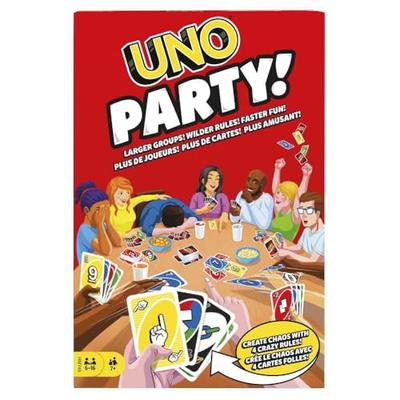 Mattel Games UNO Party Card Game for 6-16 Players, Ages 7 and Up, HMY49