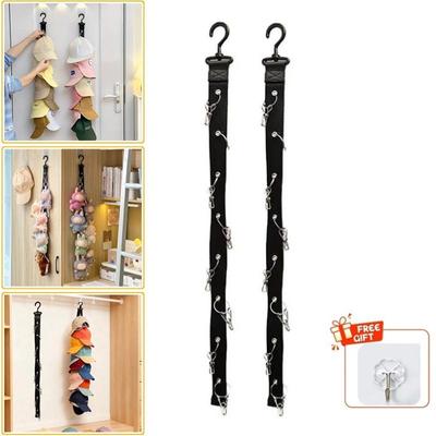 Organizzatore Porta Cappelli da Baseball con 8 Clip Antiscivolo a Presa Forte Girevole da Appendere Dietro la Porta dell'Armadio o al Muro Gancio Portaoggetti per Cappelli
