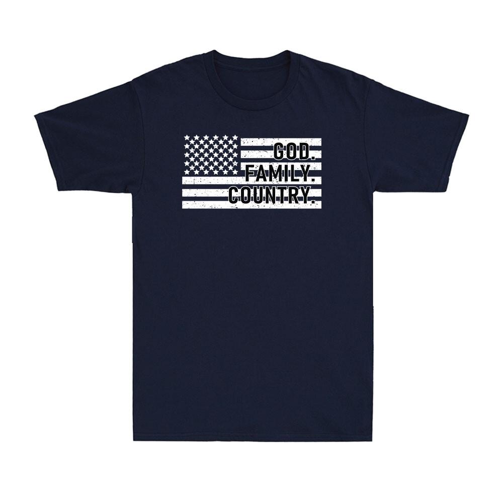 God Family Country with Patriotic American Flag Distressed Vintage Unisex's T-Shirt