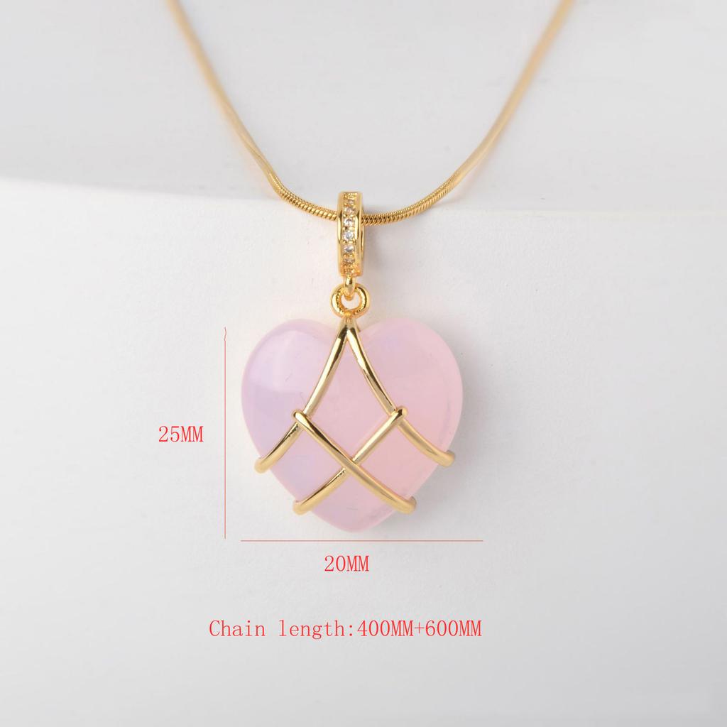 Colier Castelu de Diamante cu Cuarț Roz Colier cu Pandantiv Inimă din Piatră de Lună Pentru Femei Accesorii de Bijuterii la Modă Minunate Cadou Pentru Ea