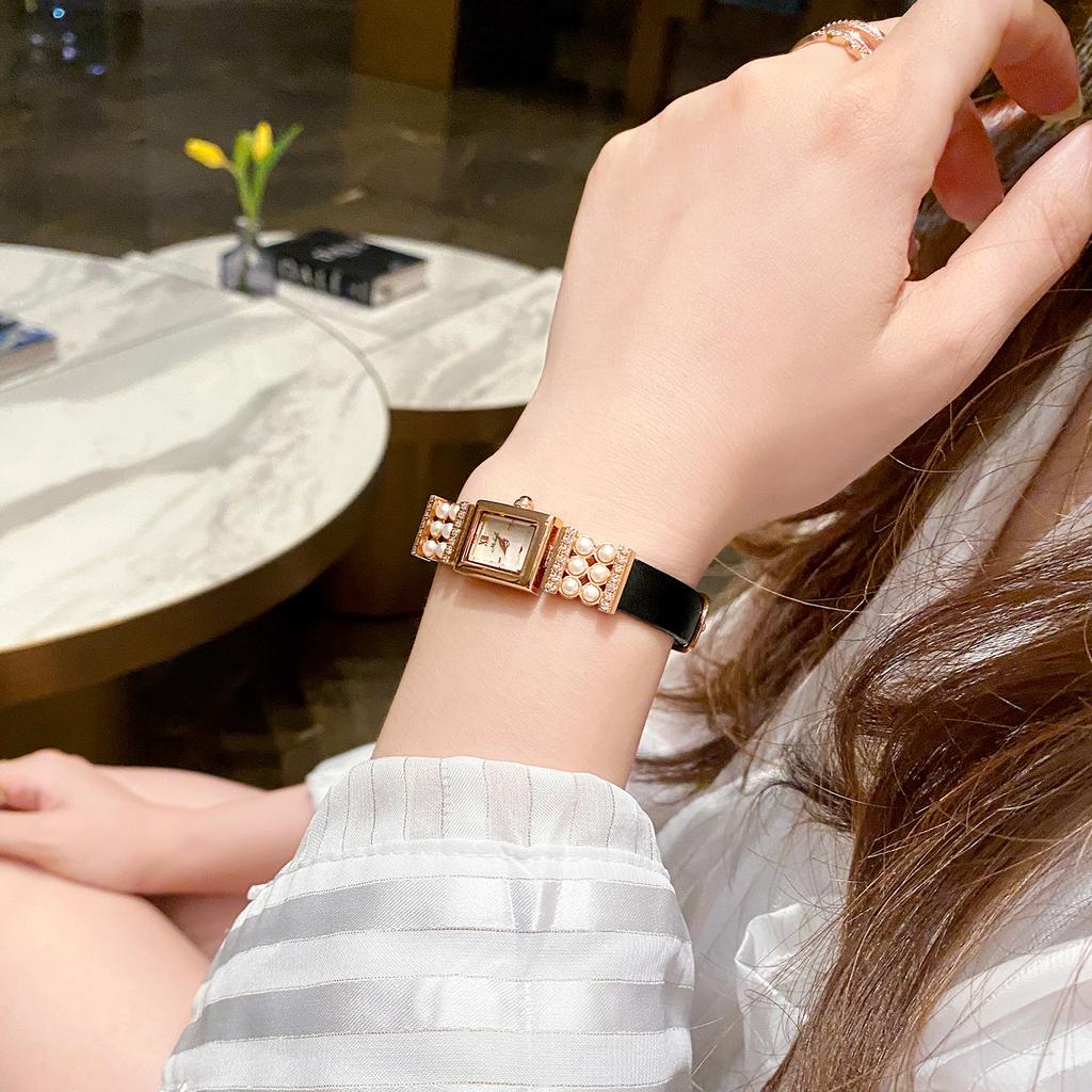 Summer Watch Women'S Freshwater Mother-Of-Pearl Retro Small Square Watch Women'S Watch Square Belt Small And Exquisite Women'S Watch