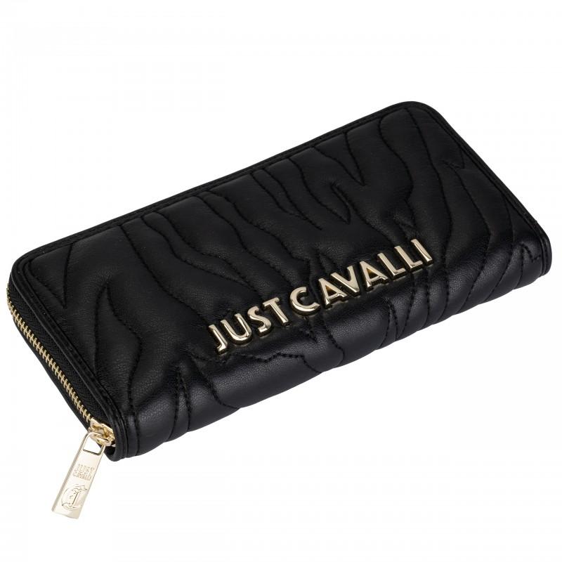 Just cavalli branded women's wallet, spacious, black
