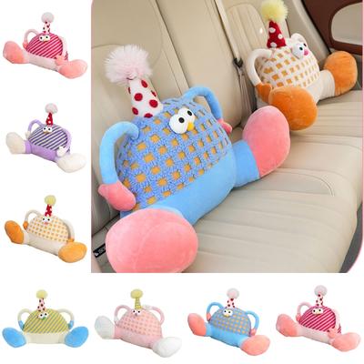 Car Waist Pillow Car Headrest Cartoon   Car Pillow Striped Plush Toy Car Neck Pillow Back Pillow Car Seat Cover