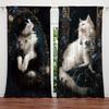 Black White Cat Print Curtains Polyester Stylish Bedroom Office Kitchen Living Room Study Decor Set Of 2 Made With Rod Pocket Great