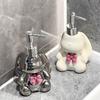 Cute Rabbit Liquid Soap Dispensers Separate Bottles Shower Gel Container Bowknot Ceramic Emulsion Bottle Bathroom Accessories