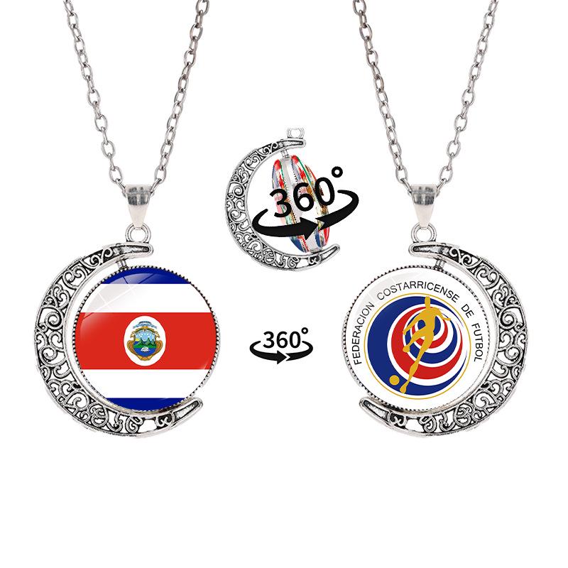 2026 World Cup Flag Emblem Double-Sided Crescent Pendant Necklace