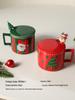 Cute Elk Christmas Ceramic Mug Set with Lid & Spoon - Perfect Holiday Gift