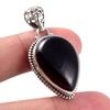 Natural Black Onyx Gemstone 925 Solid Sterling Silver Jewelry Pendant 1.7'' q6K06