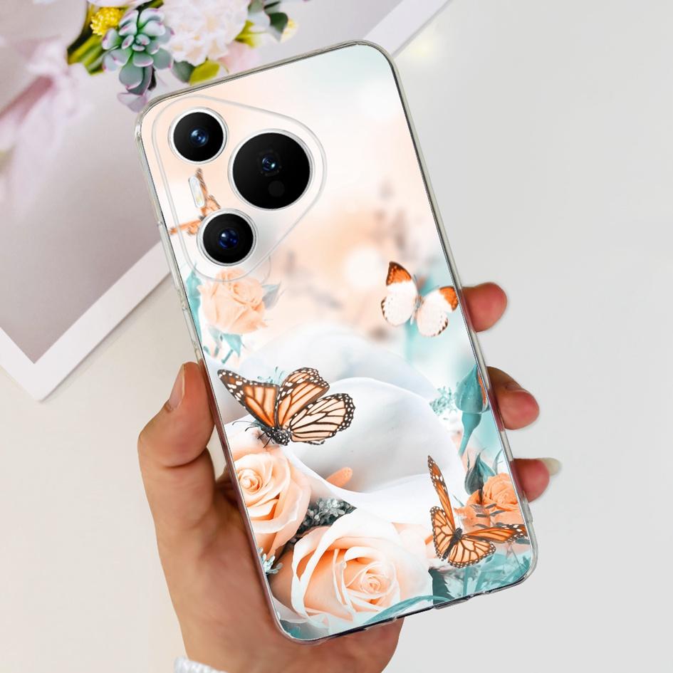 For Huawei Pura 70 Pro Plus Case Fashion Flowers Clear Soft Silicone Shockproof Phone Cover For Huawei Pura 70 Pro Pura70 Bumper