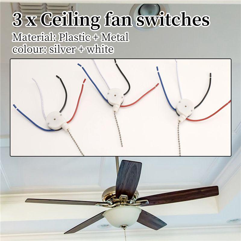 A84X-3 Pcs Ze-208S E89885 3 Speed 4 Wire Pull Chain Switch Ceiling Fan Light Switch Replacement Part