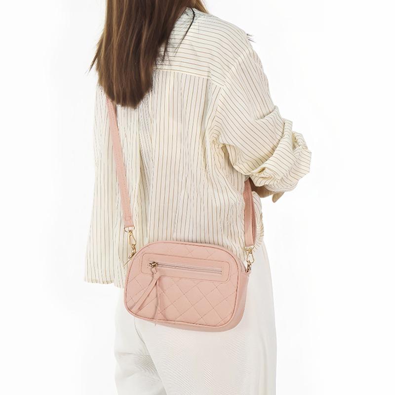 Three Zipper Rhombus Camera Bag Fashionable Large Capacity New Ladies Side Zipper Casual Messenger Bag