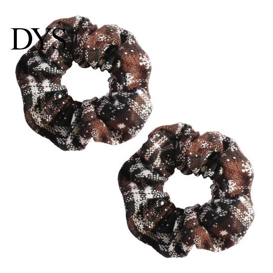 Knitted Elastic Hair Ties 2Pcs Christmas Plaid Scrunchies with Snowflake Patterns for Women Girls, Soft Versatile Bands Holiday Hairstyles,