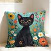Black Cat Pillow Cover Soft Cushion Cover Cute Funny Pillow Case For Sofa Car Home Decor
