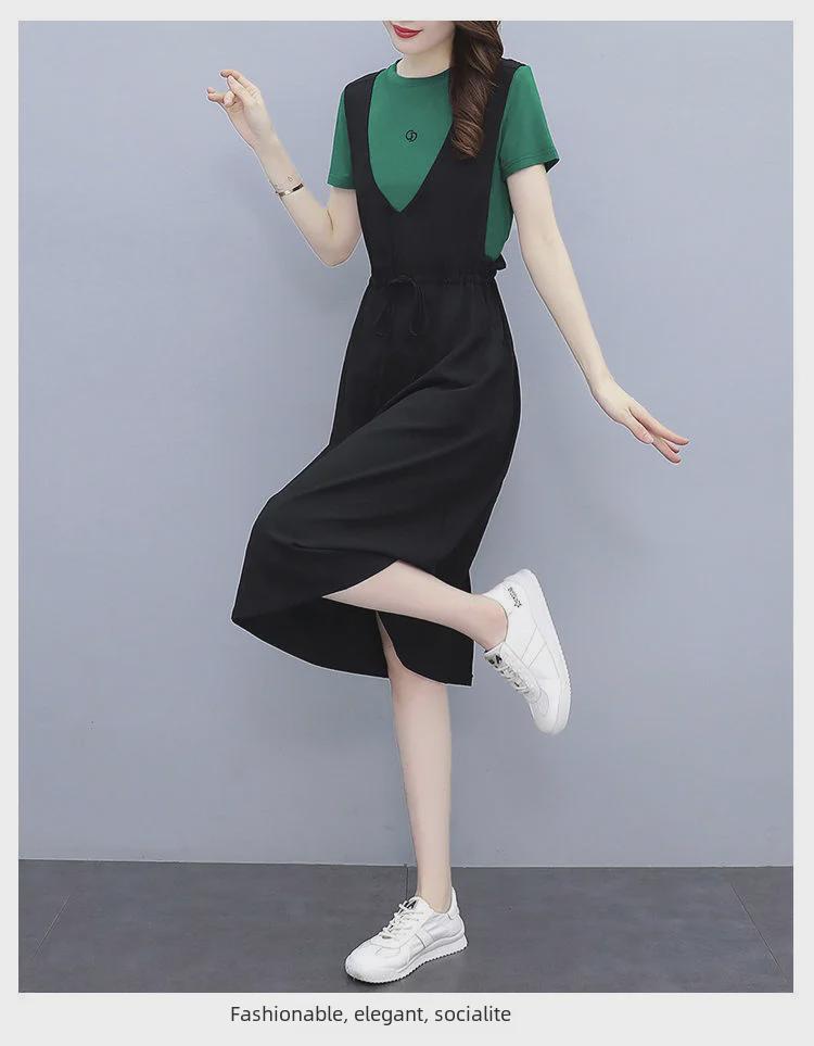 2023 Europäischer Sommer Midilanges Slim Zweiteiliges Lässiges Trägerkleid für Damen