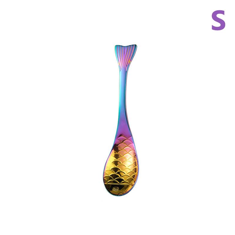 304 Stainless Steel Spoon Spoon Creative Fish-Shaped Cartoon Fish Spoon Dessert Spoon Rice Spoon Gold-Plated Stirring Spoons