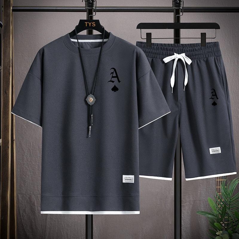 Modischer lässiger Herren-Sportanzug kurzärmeliges T-Shirt und Outdoor-Sommer-Sporthose zweiteiliges Set täglich lässig