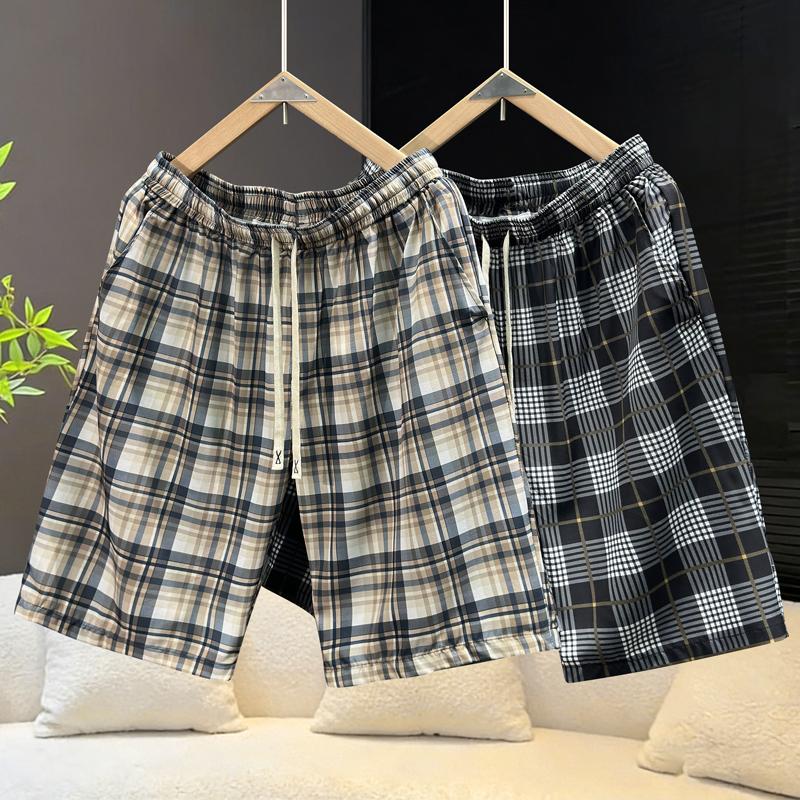 Men's Plus Size Plaid Casual Shorts – Elastic Waist Drawstring Loose Fit Summer Shorts (5XL-11XL)