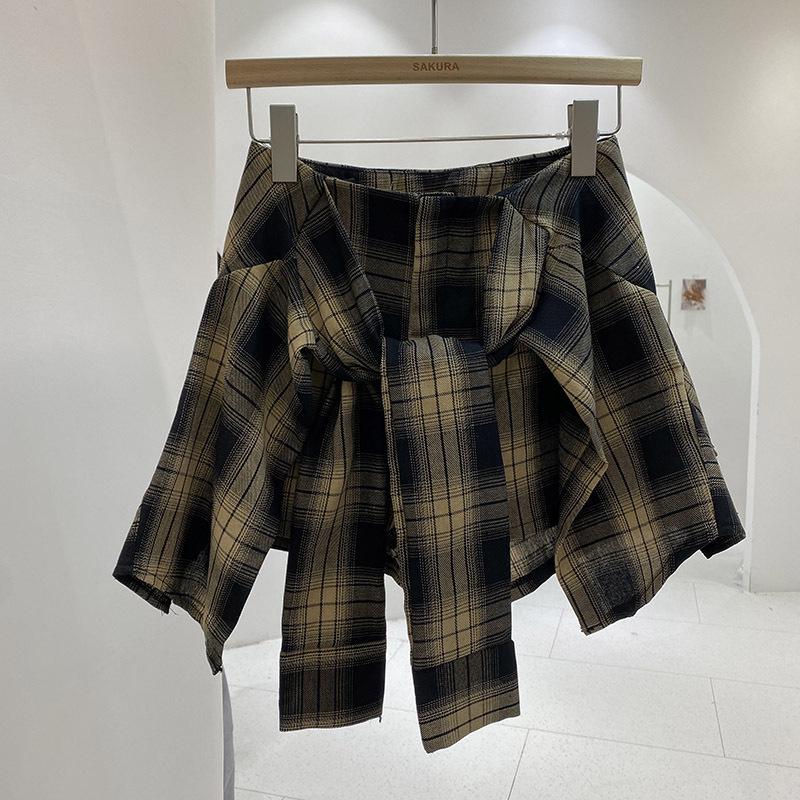 Hong Kong Style Sweet & Spicy High-Waisted Plaid Skorts - Women's Summer 2026 Slim Fit