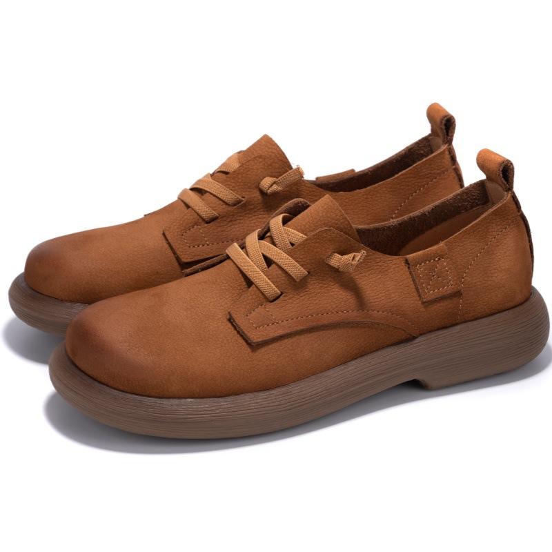 

Retro leather small leather shoes women s first layer cowhide soft-soled single shoes spring flat casual shoes 44