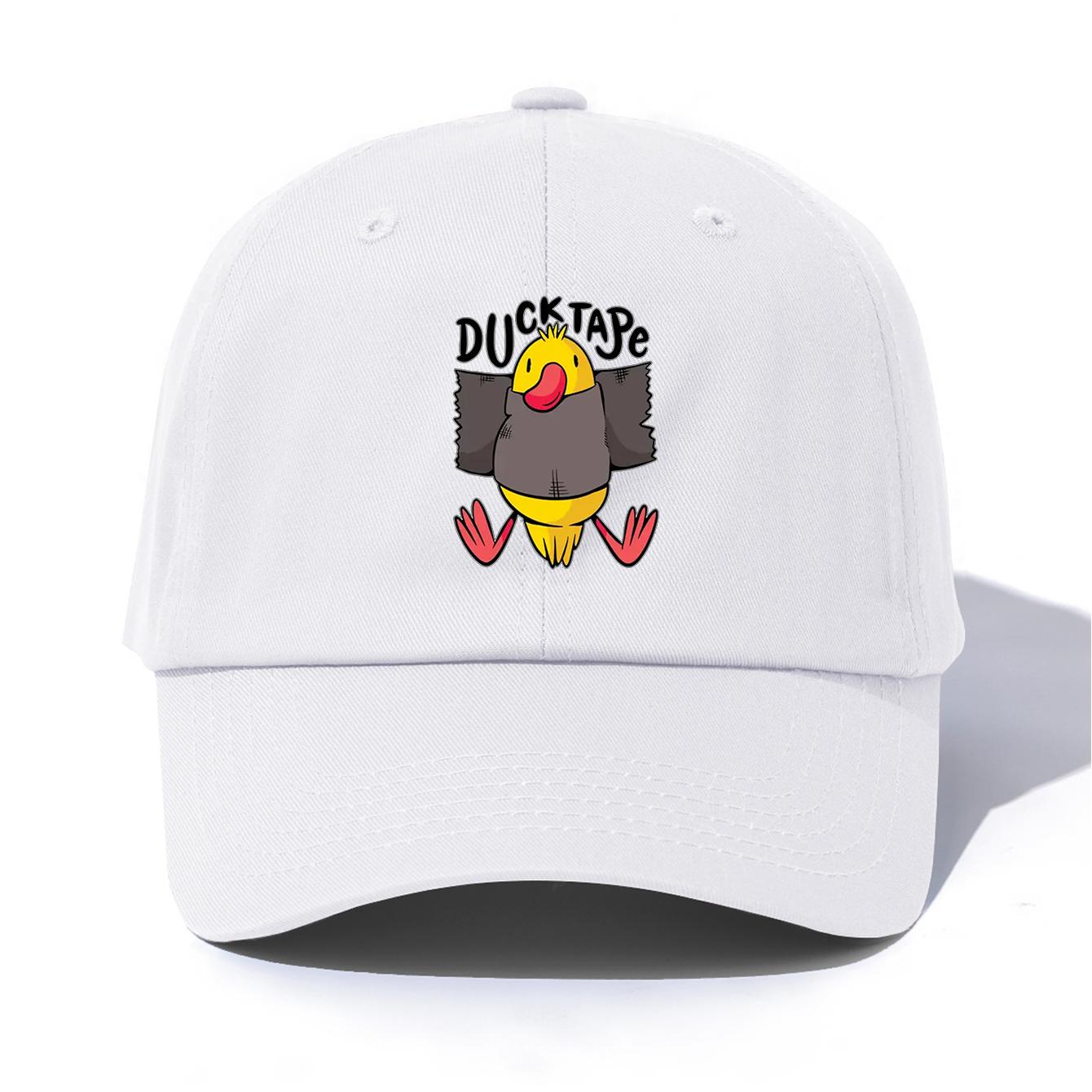 

1pc DUCKTAPE Print Baseball Cap for Adults, Minimalist Retro Style Casual Soft Adjustable Dad Hat, Perfect As Gift білий