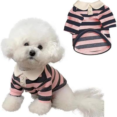 Fashion Collared Style Dog Striped Shirt Comfortable Breathable Dog T Shirts Soft Cooling Vest Cat Vest Outdoor Activities