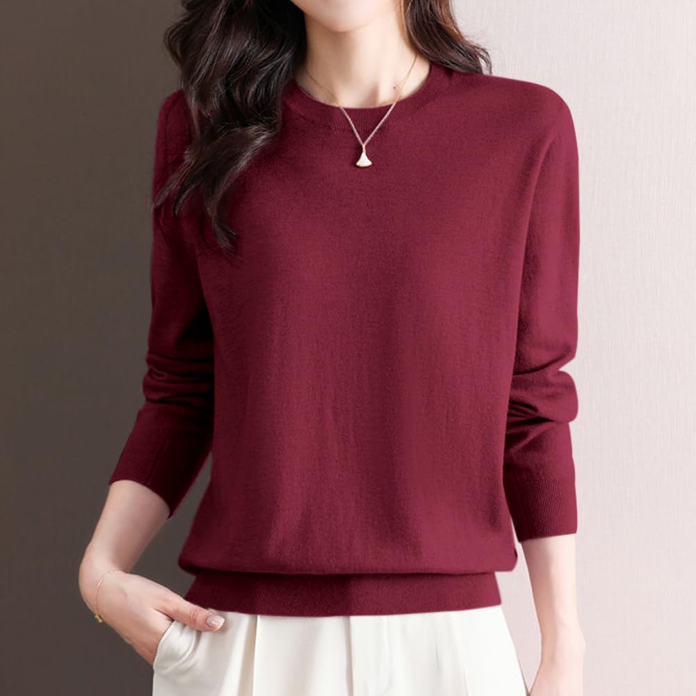 Bidason Knit Pullover Cool Highly Loose Long Women's Sweater, Lightweight, Innerwear, Neck, Stretchy, Soft, Warm, Non-Irritating, Layering, Versatile,