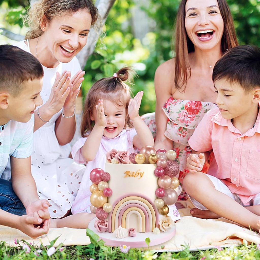 56 PCS Ball Cake Picks Colorful Ball Shaped Cake Topper Pearl Balls Cupcake Cake Insert Topper for Birthday Party Wedding Decora