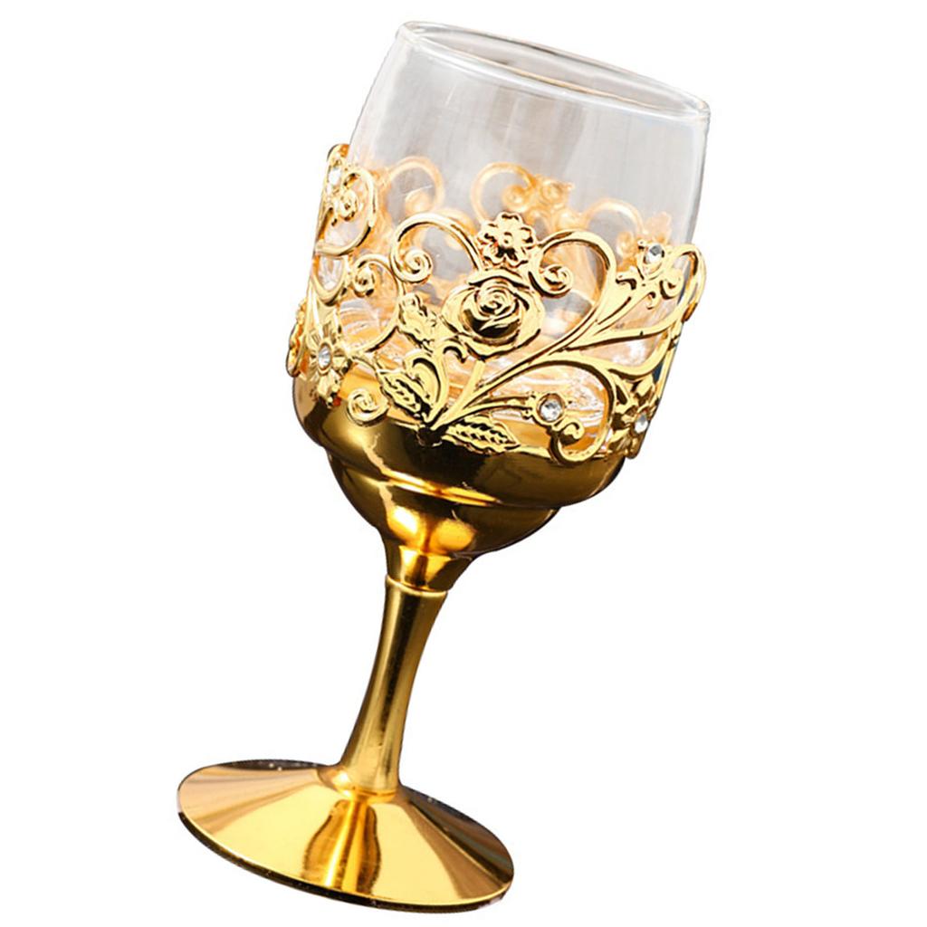 Luxuriöses Goldenes Kelch Weinglas Elegantes Vintage Weinglas Hohl Goldene Weintrinkkelche für Einweihung Festliches Geschenk