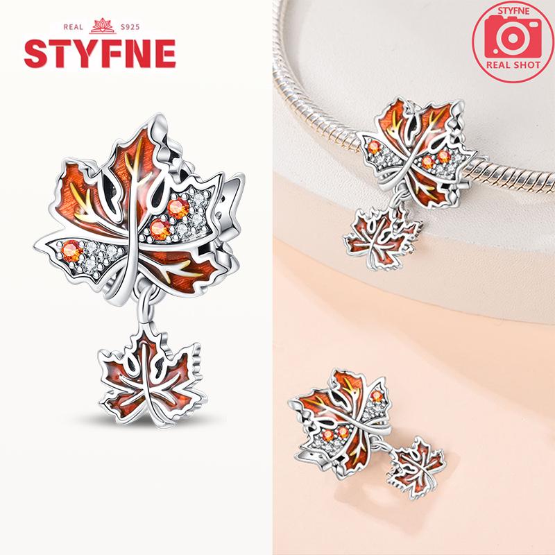 

Charms Plata Silver Colors Autumn Series Maple Leaves Charm Beads Fit Bracelet DIY Fine Jewelry Gift for Women