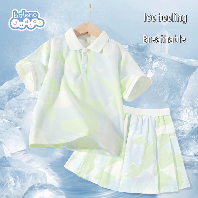 Baleno Girls Summer Quick-Dry Cool-Feel Polo T-Shirt & Shorts Set 160