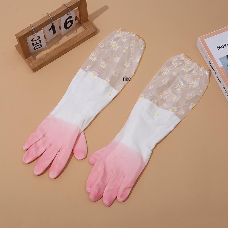 Extra Long Waterproof Dishwashing Gloves for Kitchen and Laundry, Jelly Color PVC